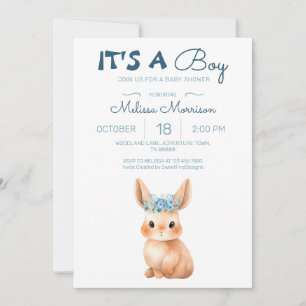 Invitación Bunny Baby Boy Shower