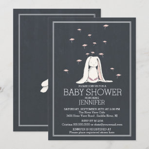 Invitación Bunny Baby Shower, Chica rosa de primavera cúrcuta