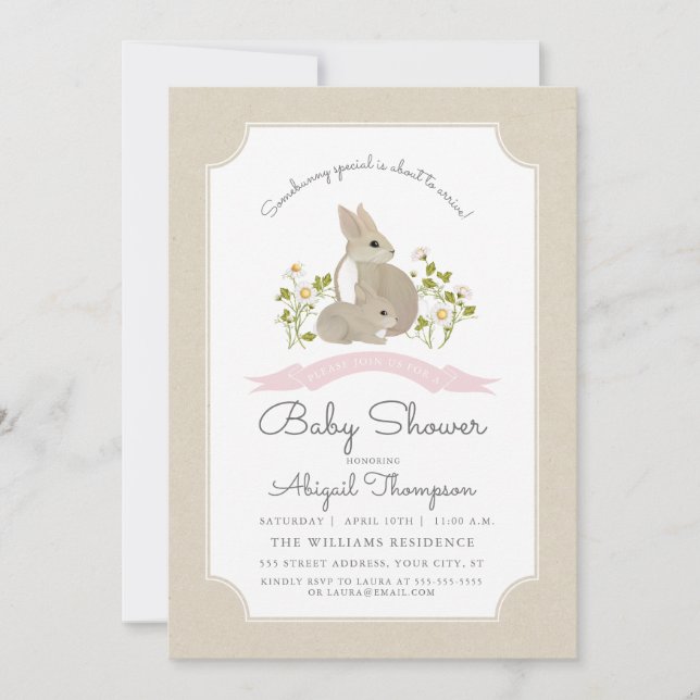 Invitación Bunny Baby Shower Invite (Anverso)
