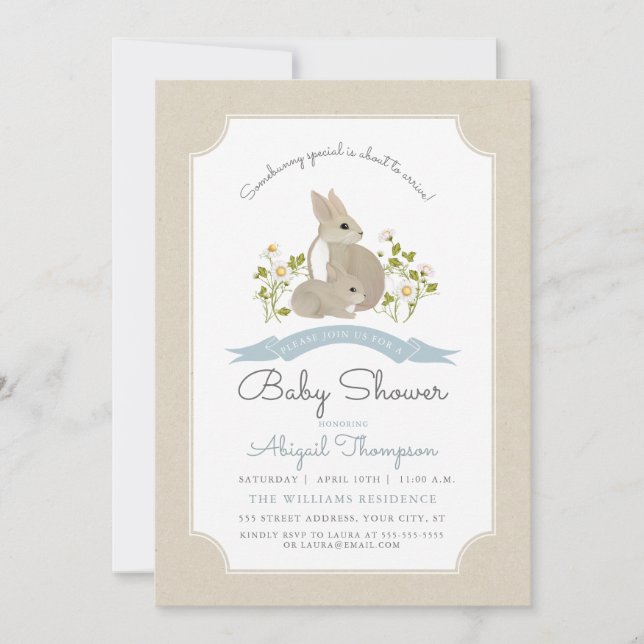 Invitación Bunny Baby Shower Invite (Anverso)