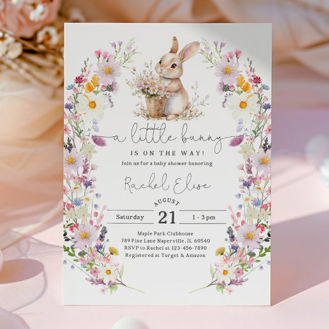 Invitación Bunny Baby Shower Invite, Wildflower Spring Design (Subido por el creador)