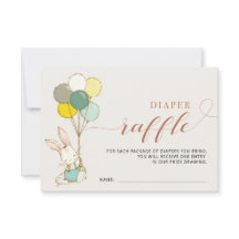 Bunny Balloons Diaper Raffle Card