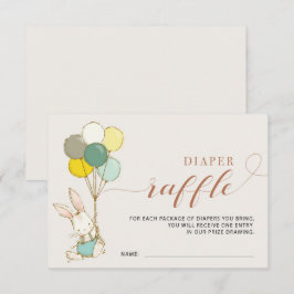 Invitación Bunny Balloons Diaper Raffle Card
