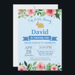 Invitación Bunny Birthday Boy Easter Egg 1er cumpleaños<br><div class="desc">Invitación de cumpleaños conyugal. Muchacho conejito. Invitación al Día del Huevo de Pascua. Azul. Conejo. Huevos de caza. Conejo conejo conejo Purpurina de oro. Fondo Azul Flor Floral Acuarela. 1.ª 2ª 3ª 4ª 6ª 7ª 8ª 10ª 11ª 12ª 13ª 14ª, Cualquier Edad. Digital Imprimible. Para una mayor personalización, haga clic...</div>