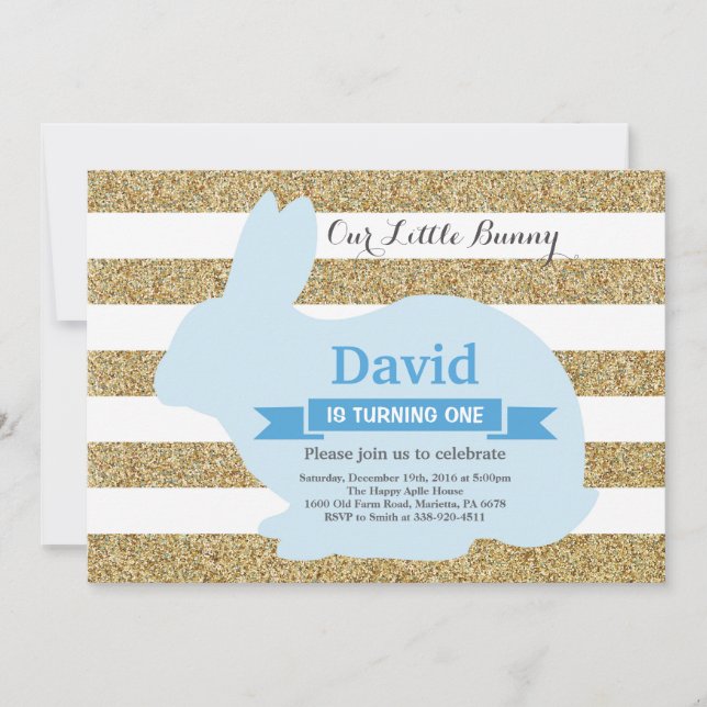 Invitación Bunny Birthday Boy Easter Egg 1er cumpleaños (Anverso)