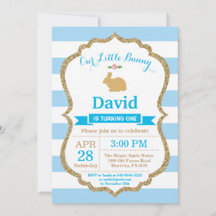 Invitación Bunny Birthday Boy Easter Egg 1er cumpleaños