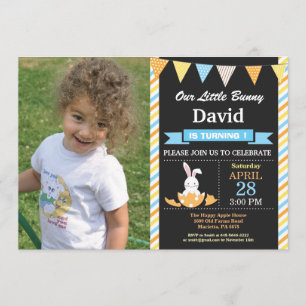 Invitación Bunny Birthday Boy Easter Egthday