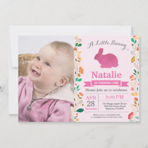 Invitación Bunny Birthday Chica Easter Egg 1er cumpleaños