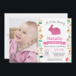 Invitación Bunny Birthday Chica Easter Egg 1er cumpleaños<br><div class="desc">Invitación de primer cumpleaños de conejo con foto de personalizado. Chica Pequeña Conejita. Invitación al Día del Huevo de Pascua. Conejo. Huevos de caza. Flor floral color agua fondo rosado Rubor Pastel. 1.ª 2ª 3ª 4ª 6ª 7ª 8ª 10ª 11ª 12ª 13ª 14ª, Cualquier Edad. Digital Imprimible. Para una mayor...</div>