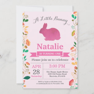 Invitación Bunny Birthday Chica Easter Egg 1er cumpleaños