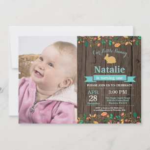 Invitación Bunny Birthday Chica Easter Egg 1er cumpleaños