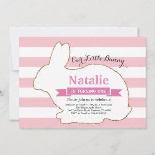 Invitación Bunny Birthday Chica Easter Egg 1er cumpleaños