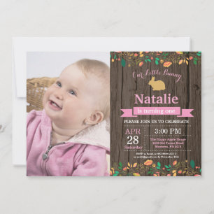 Invitación Bunny Birthday Chica Easter Egg 1er cumpleaños