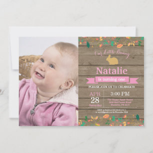 Invitación Bunny Birthday Chica Easter Egg 1er cumpleaños