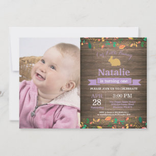 Invitación Bunny Birthday Chica Easter Egg 1er cumpleaños