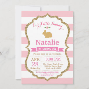 Invitación Bunny Birthday Chica Easter Egg 1er cumpleaños
