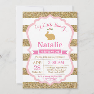 Invitación Bunny Birthday Chica Easter Egg 1er cumpleaños