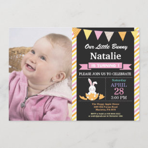 Invitación Bunny Birthday Chica Easter Egthday Birthday