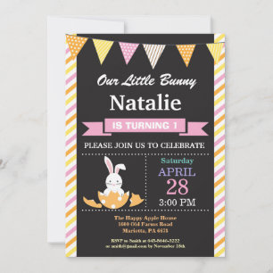 Invitación Bunny Birthday Chica Easter Egthday Birthday
