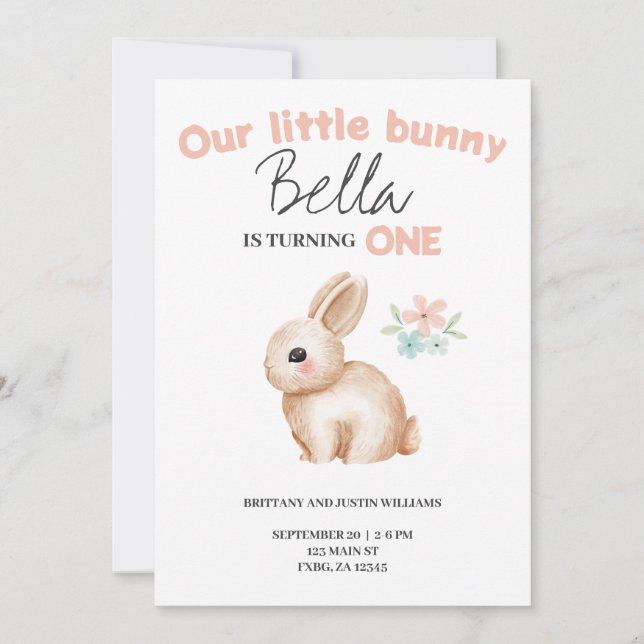Invitación Bunny Birthday Party (Anverso)