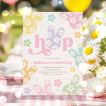 Bunny Birthday Pastel Daisy Floral Spring Fiesta