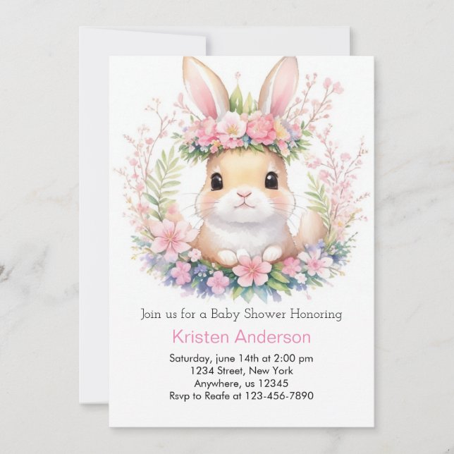 Invitación Bunny Bliss Chica Baby Shower (Anverso)