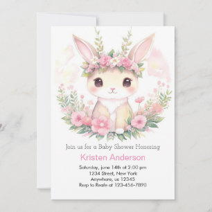 Invitación Bunny Blossom Bash Bunny Chica Baby Shower