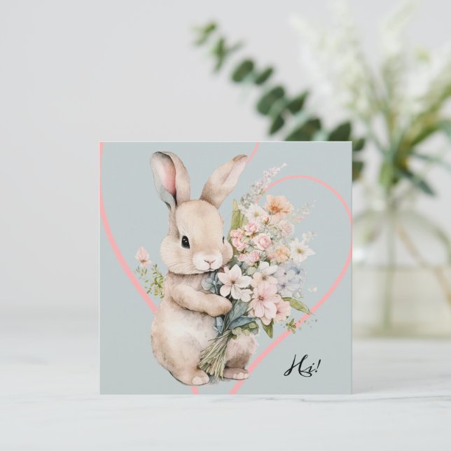 Invitación Bunny & Bouquet (Anverso de pie)
