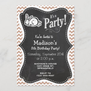 Invitación Bunny; Brown Chevron