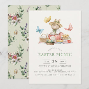 Invitación Bunny & Butterflies Fiesta de té