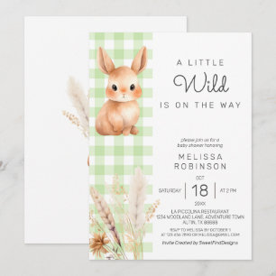 Invitación Bunny Cub Fall Forest Pampas Baby Shower