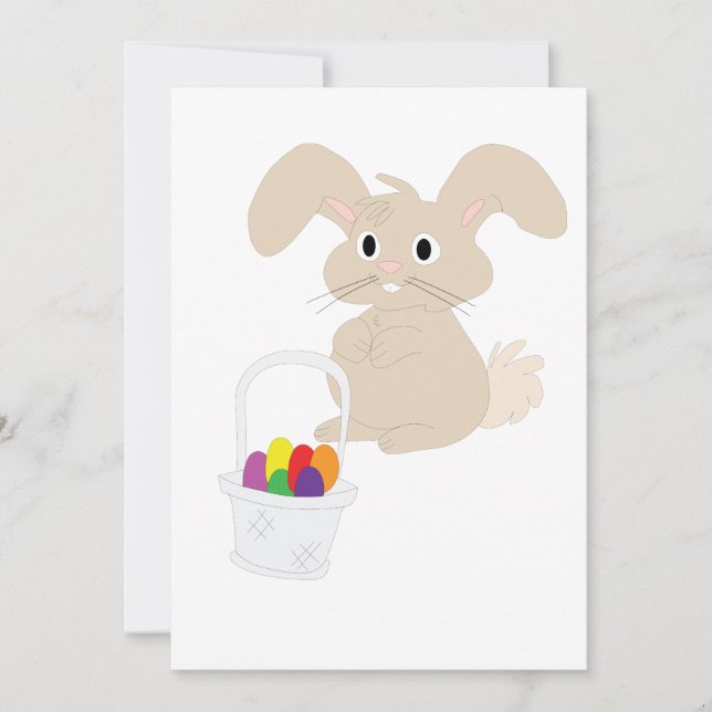 Invitación Bunny de Pascua con canasta (Anverso)