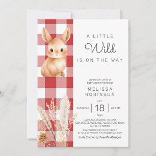 Invitación Bunny del bosque Pampas Baby Shower Otoño
