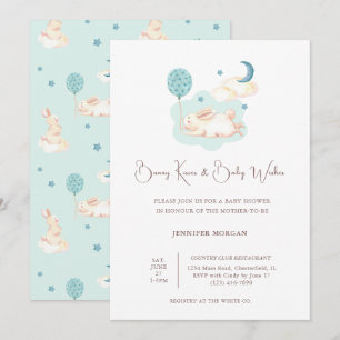 Invitación Bunny Dreams Blue Baby Shower