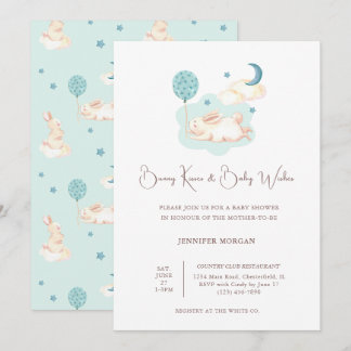 Invitación Bunny Dreams Blue Baby Shower