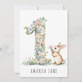 Invitación Bunny Floral 1er cumpleaños