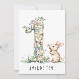 Invitación Bunny Floral 1er cumpleaños