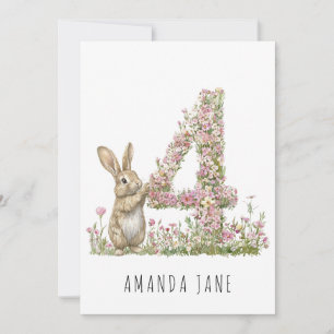 Invitación Bunny Floral 4º cumpleaños