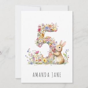 Invitación Bunny Floral 5º cumpleaños