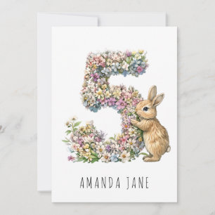 Invitación Bunny Floral 5º cumpleaños