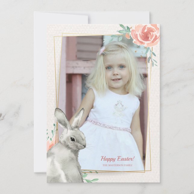Invitación Bunny Frame Photo Easter Card (Anverso)