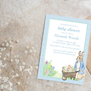 Invitación Bunny Gingham Spring Easter Baby Shower