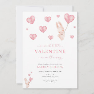 Invitación Bunny Hearts Little Valentine Baby Shower