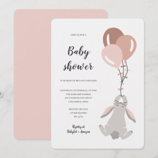 Invitación Bunny illustration girl baby shower invitation