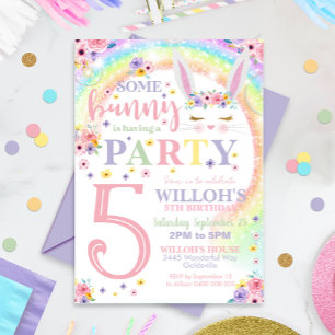Invitación Bunny Invitation Rainbow Bunny invita a algunos co