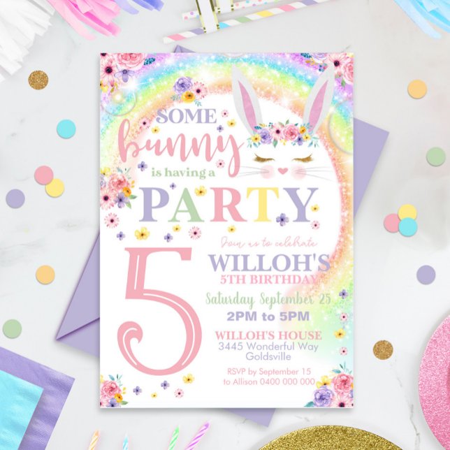 Invitación Bunny Invitation Rainbow Bunny invita a algunos co (Subido por el creador)