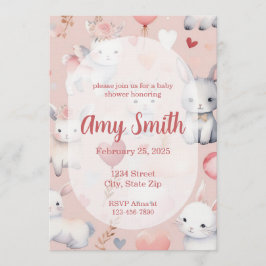 Invitación Bunny & Lamb Baby Shower Invitation – Watercolor