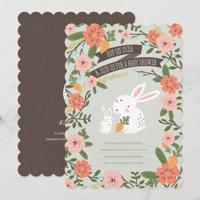 Invitación Bunny Love Baby Shower Invite (Anverso / Reverso)