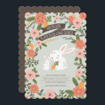 Invitación Bunny Love Baby Shower Invite<br><div class="desc">Diseño de conejita dulce decorado con flores de colores vivos. Ilustracion de Shelby Allison.</div>