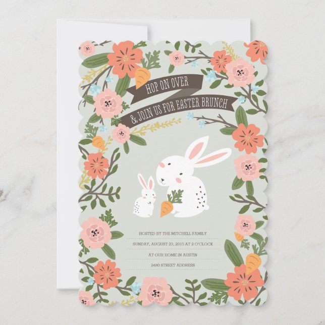 Invitación Bunny Love Easter Brunch Invite (Anverso)